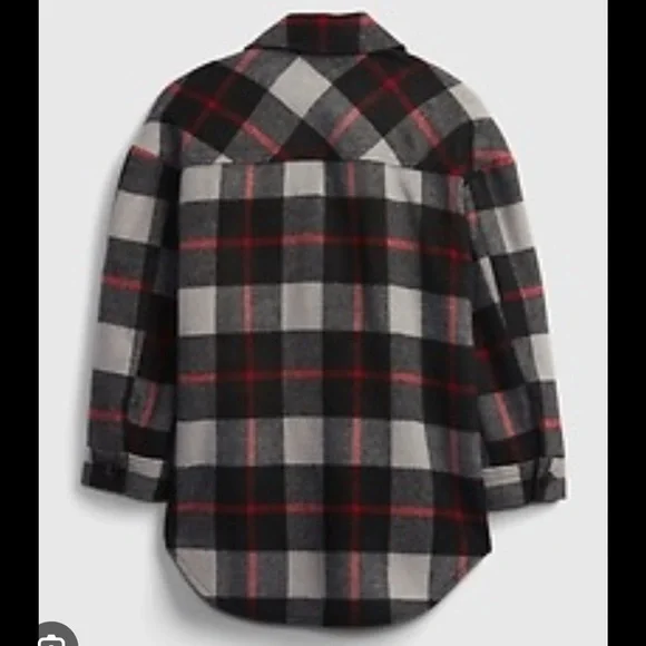 Gap Kids Shirt Jacket Plaid Wool Blend Kids Medium NWT